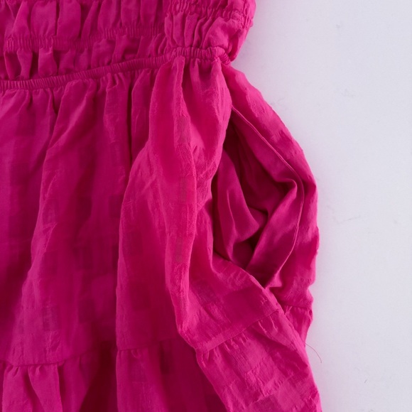 NWOT Anthropologie Francesca Tiered Midi Dress Size Medium Petite. Hot pink - Picture 11 of 14